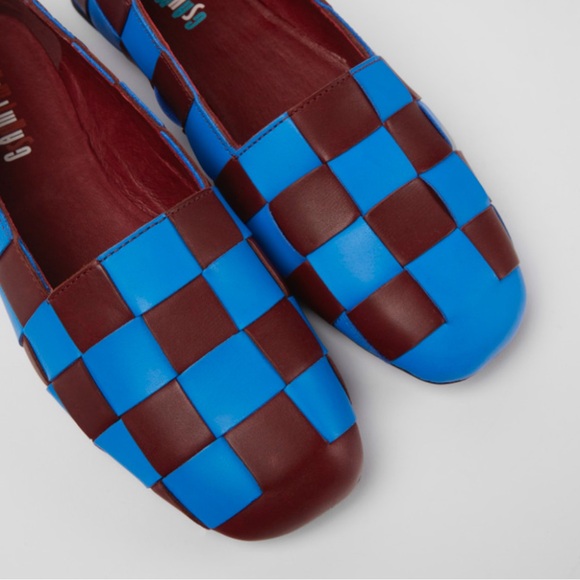 Camper Twins Blue & Brown Check Ballet Flats - Picture 3 of 8